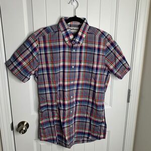Barbour NEW plaid button front short sleeves cotton shirt men's‎ size small